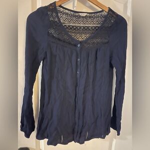 Aeropostale Navy Lace Detail Blouse Y2K